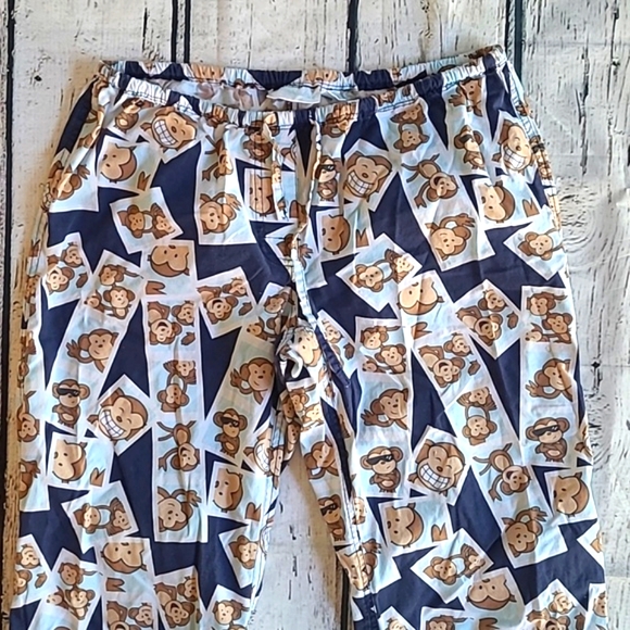 Vintage Y2K Aeropostale Cotton Low Rise Monkey Print Pajama Pants Womens Sz M - Picture 3 of 17